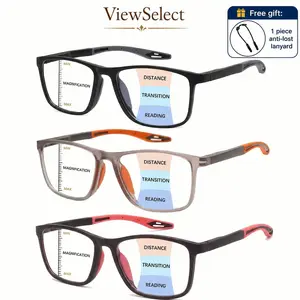 ViewSelect HD Progressive Multifocal Non-Prescription Reading Glasses for Men and Women - Blue Light Blocking Computer Readers, Lightweight Oversized Spring Hinge Frames, Mixed Colors