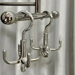 1pc Multifunctional Rotating Clothes Hook - Punch-Free, 4-Claw Rotation, Coat Hanger, Belt Organizer, Scarf Storage Rack - Easy To Use And Convenient