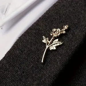 1pc Gentleman's Men's Lapel Pin, Simple Metal Flower Shirt Collar Vintage Small Brooch, Fashion Suit Corsage
