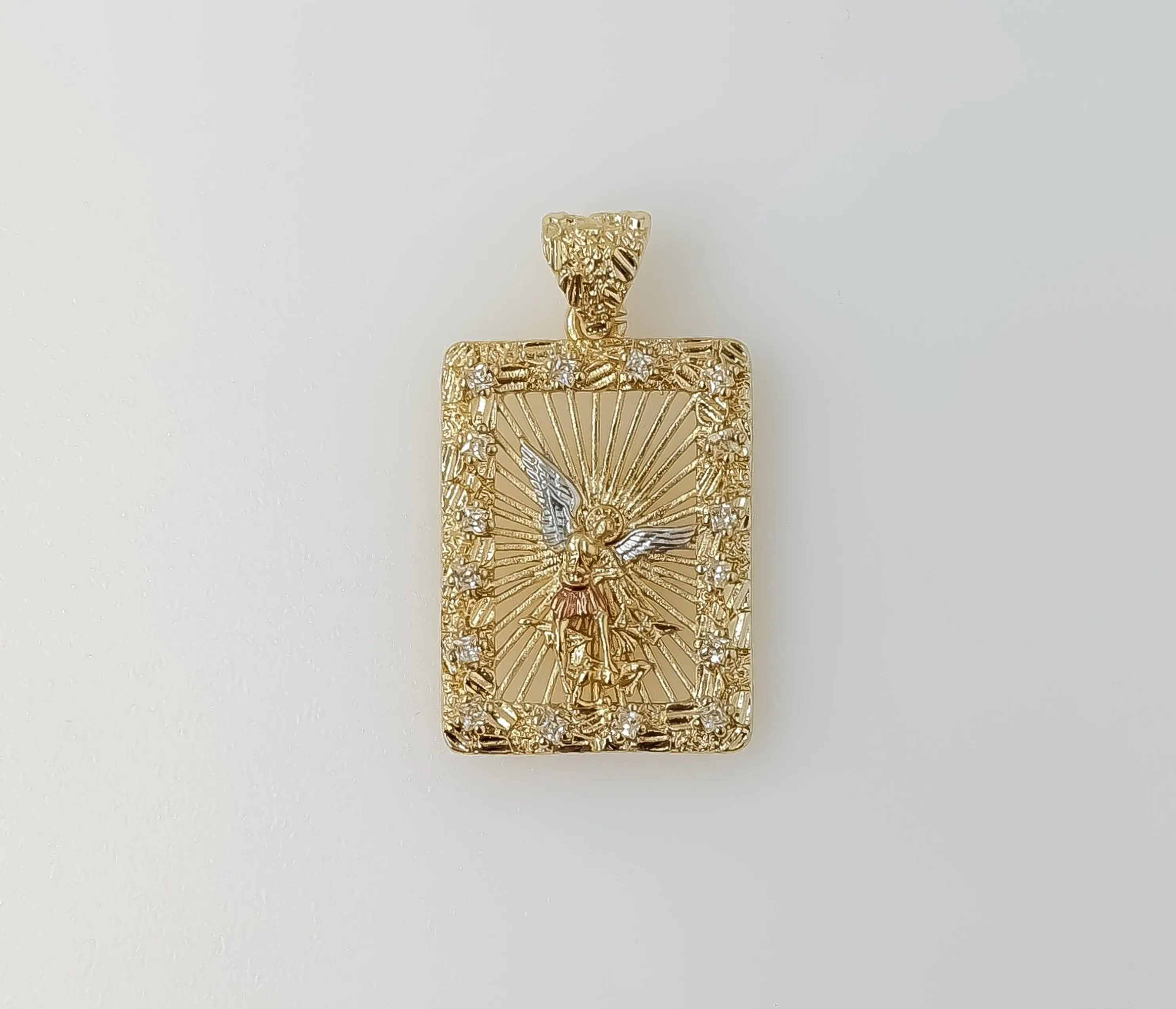 Plated Small Tri-Color Archangel Saint Michael Pendant