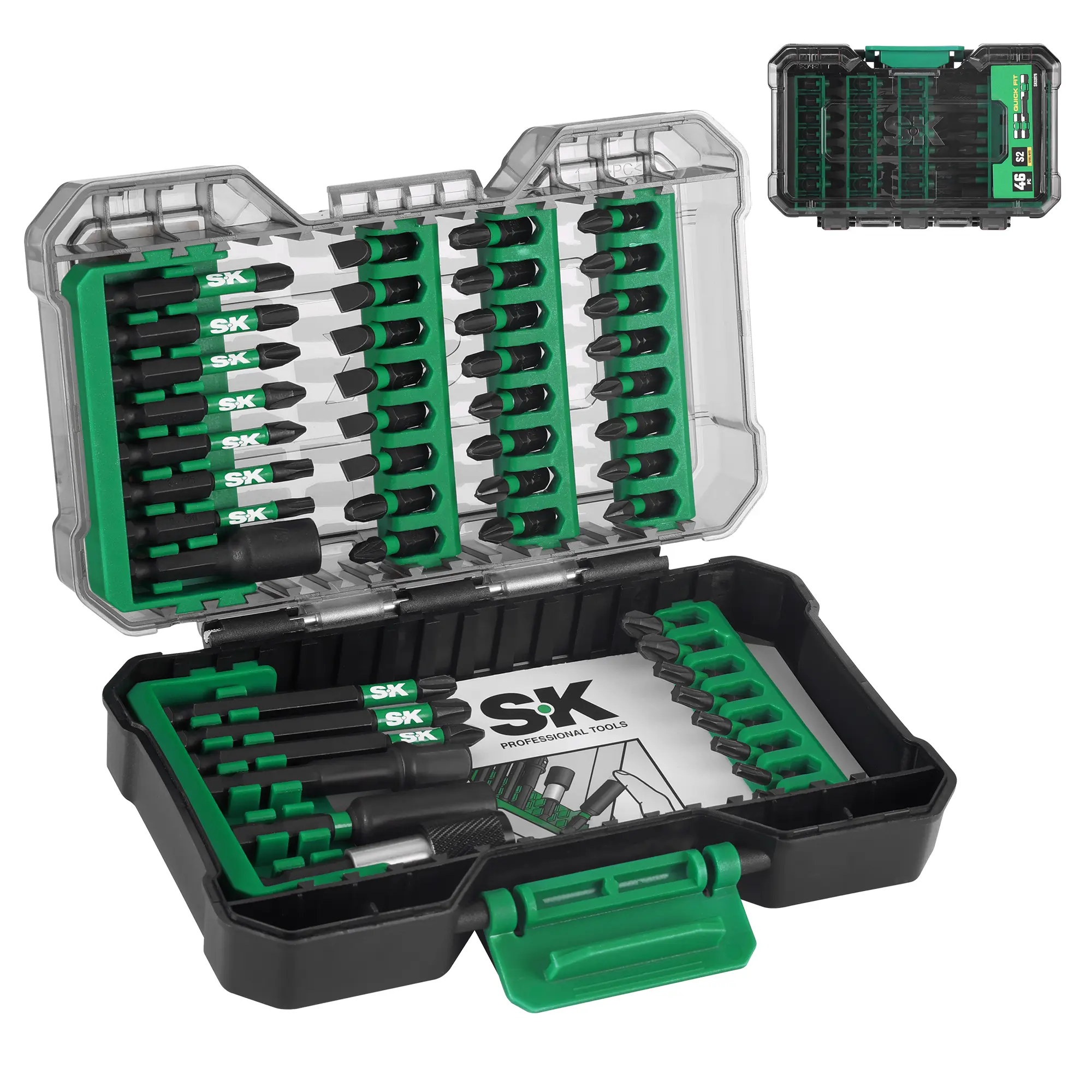 #fathersdaygift SK 46-Pack Screwdriver Bit Set, Impact driver Bits with Torsion‑Buffer Design, S2 Steel, Organized in Storage Case