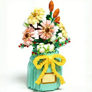 Garden Bouquet Building Block Kit, building blocks set, DIY Mini Puzzle Bricks, Cute Mini Roses Tulips Sunflowers Decorations, Ideal Gift for Thanksgiving Mother's Day Valentine's Day Christmas