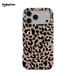 DarlingCase Beige Black Leopard Print Glossy Silicone Phone Case for iPhone 17/16/15/14/13/12 Pro Max, Coastal Cowgirl Y2K Preppy Aesthetic Protective Cover, Gift for Women