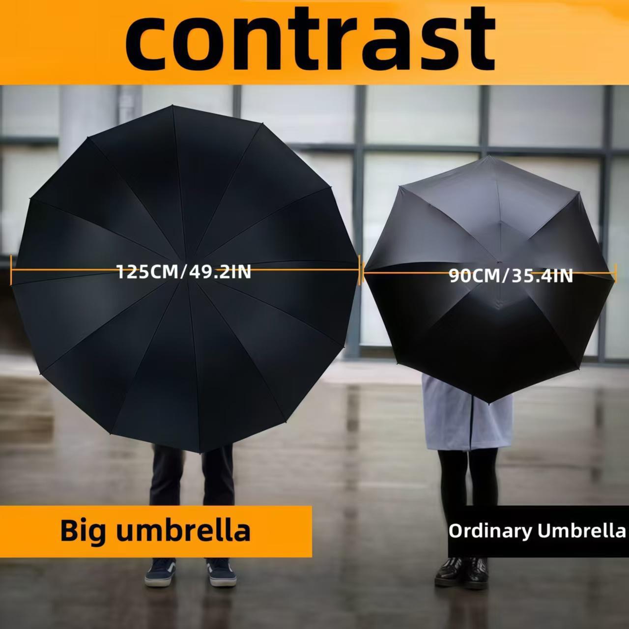 Enlarged reinforced windproof and waterproof 12 Ribs large umbrella, available for two people, with a diameter of about 124CM/48 inches under the umbrella, necessary in rainstorm weather, multi-purpose windproof umbrella