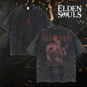 [Elden Souls] Malenia, Blade of Miquella - Elden Ring Retro Limited Vintage Washed Tee, Halloween Gift, Perfect Gift for Soulsborne Fan and Lovers, Clothing Cotton, Boy Merch, Gaming Apparel, Game Shirt, Soulslike Wear 9L1