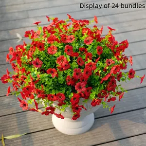 Artificial Plant & Flower, 24 Bundles Faux Plant, Fake Plant for Outdoor Home Planter, Porch and Courtyard Decoration, Artificial Faux Plants, Artificial Potted Flower