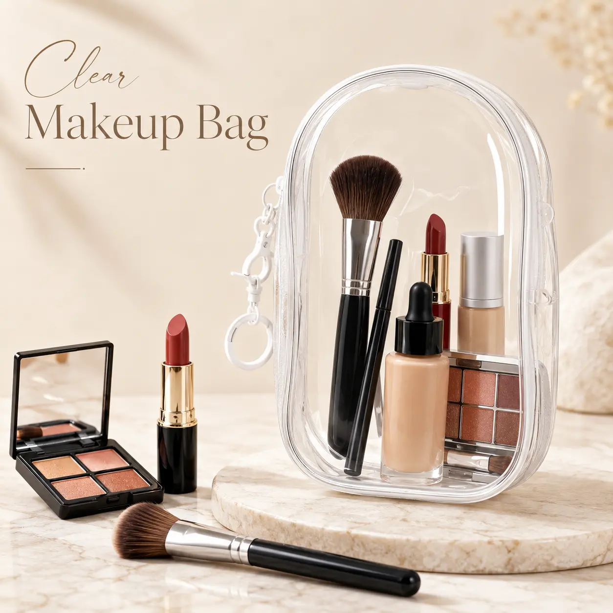 Transparent toiletry bag - travel transparent makeup bag, waterproof metal zipper, easy to inspect, universal