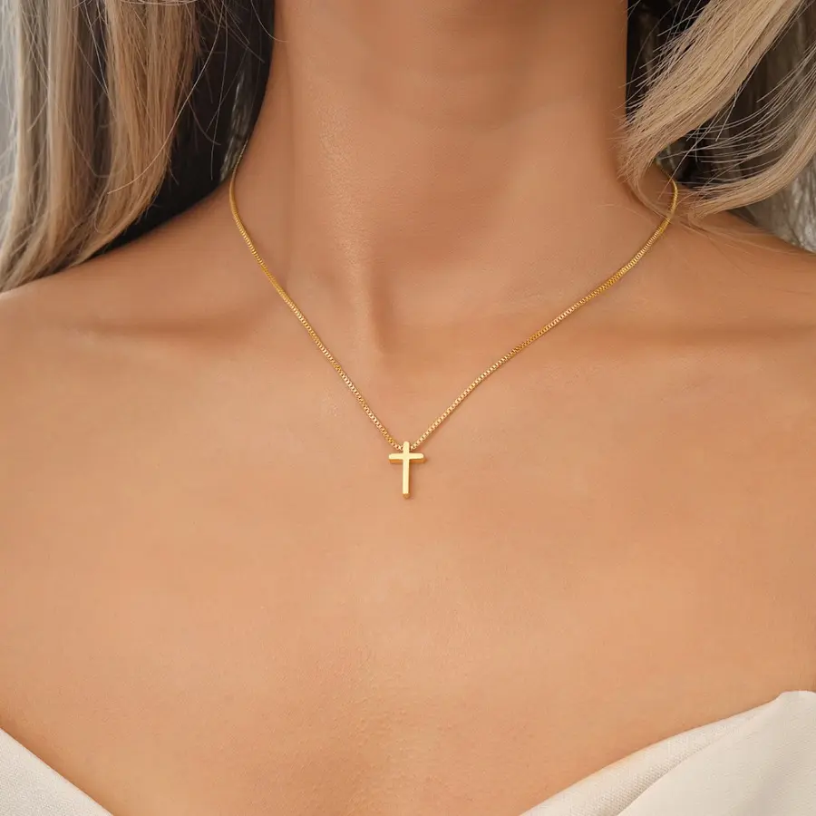 Gold-Plated Necklace for Women, Dainty Christian Jewelry with CZ Infinity Cross & Holy Mary Amulet, Exquisite Faith-Based Gift, Exquisite Jewelry Gift, Faith-Based Fashion