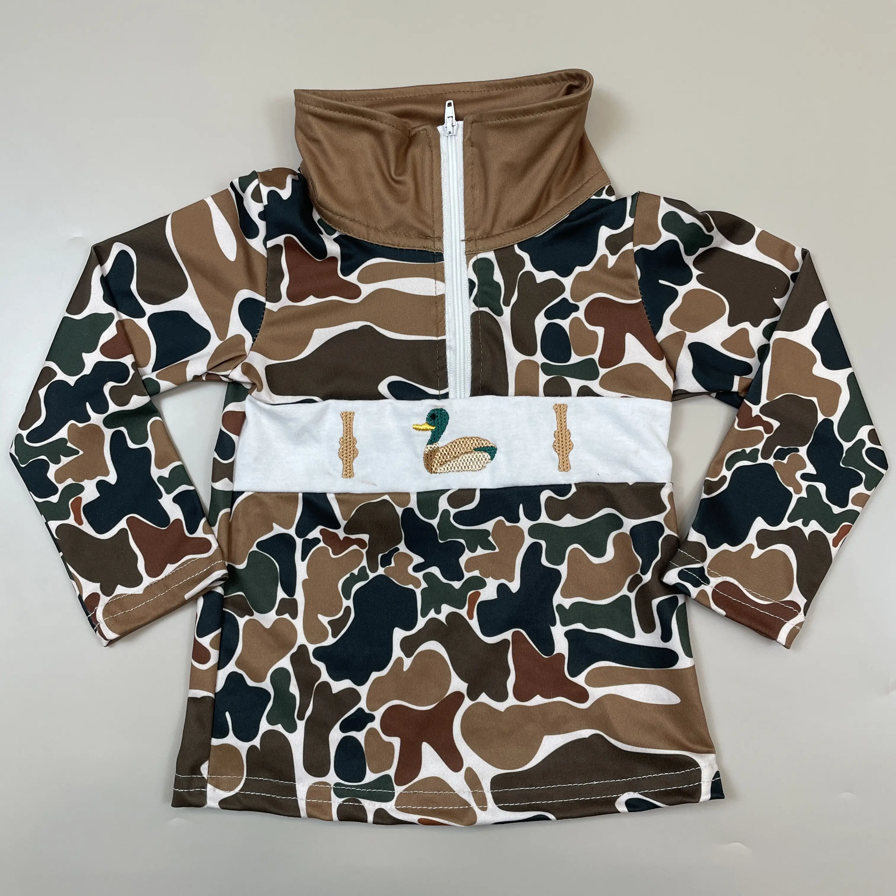 Kids Hunting Clothing Mallard Boy Camo Pollover Half Zip Shirt