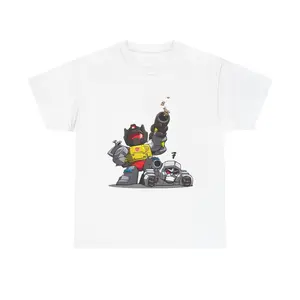Grimlock beats Megatron Funny Chibi Style Tee, Transformers Shirt, Robot Fan Gift, Unisex Graphic T-Shirt, Autobots vs Decepticons Top Casual Cotton
