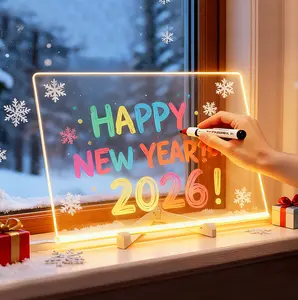 LED Drawing Board for Kids, Acrylic Dry Erase Light-Up Board with Stand Markers Wipes Erasable Reusable Board for Kids Learning Ideal Gift for Birthday Christmas Decorative Neon Sign，New Year's Gift