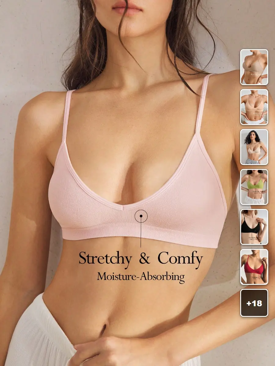 Seamless Bralette Soft Wireless Elastic Knit Everyday Lounge Wear