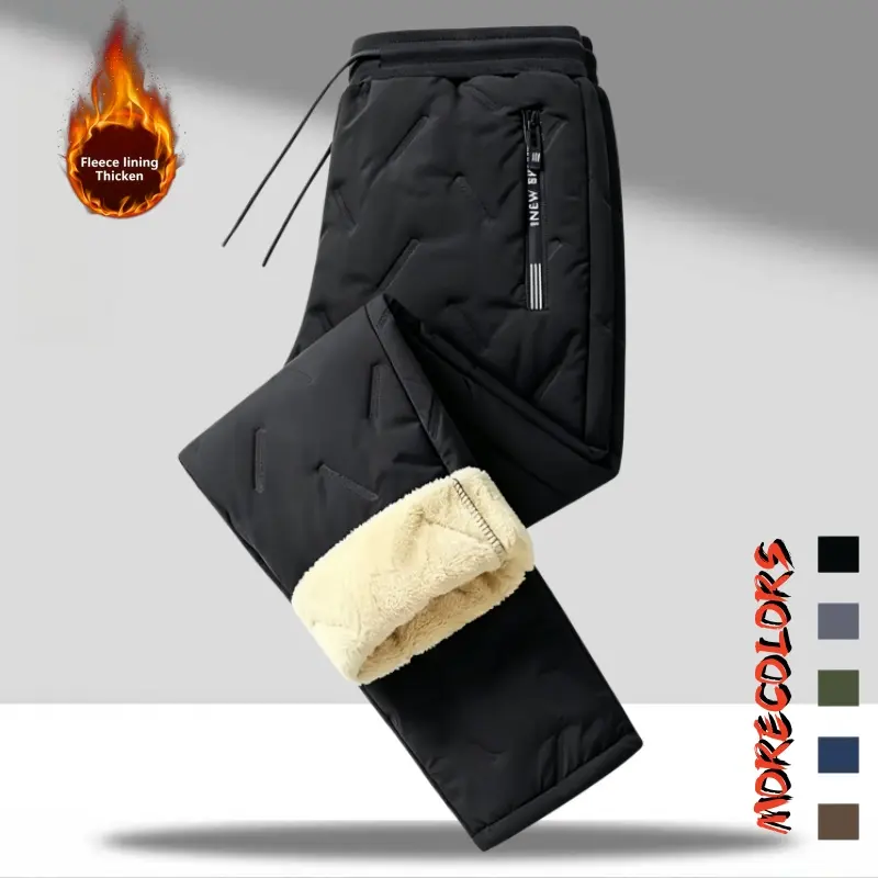 Men’s Big & Tall Sherpa-Lined Quilted Pants – Water-repellent, wind-resistant, zip pockets, relaxed straight fit for cold weather
