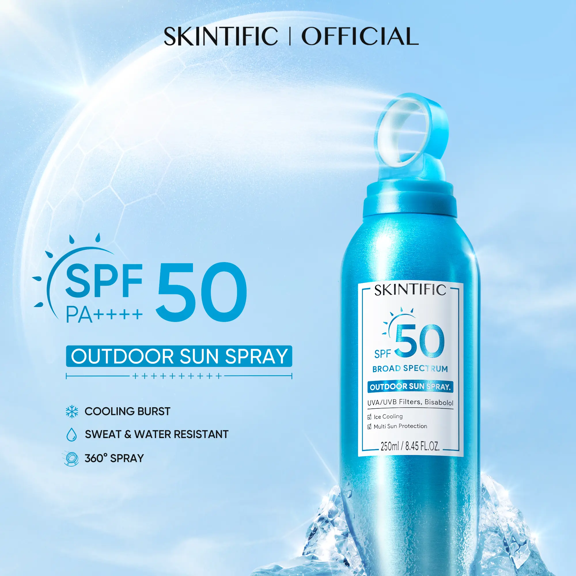 [New Launch]SKINTIFIC Outdoor Sunscreen Spray SPF 50+ | Lightweight & Sweat-Resistant Broad Spectrum UV Protection for Face & Body, Cruelty-Free, Black Friday Gifts, Holiday Gifts