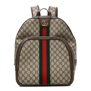 Pre-owned GUCCI Canvas Backpacks GG Supreme Monogram Medium Ophidia Day Backpack Brown