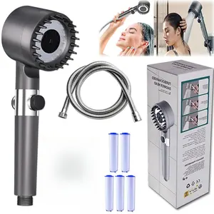 Multifunctional 5 Filters Pressurized 3 in 1 Adjustable Handheld Massage Shower Head with Stainless Steel Hose for Bathroom RV Hotel outdoorfun