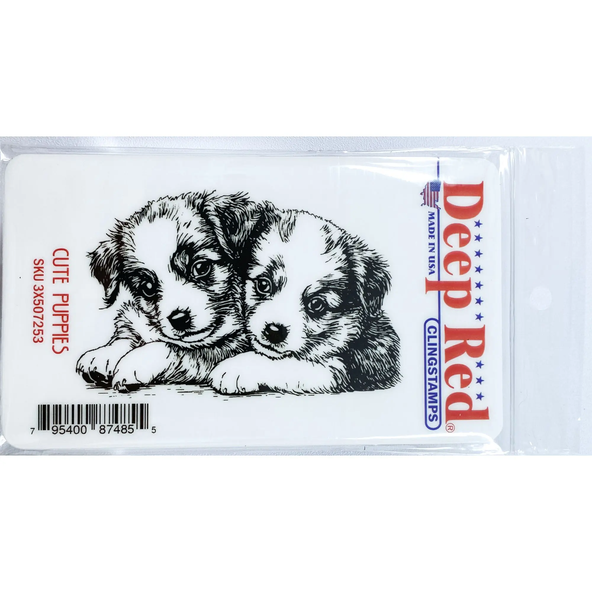 Cute Puppies Rubber Cling Stamp