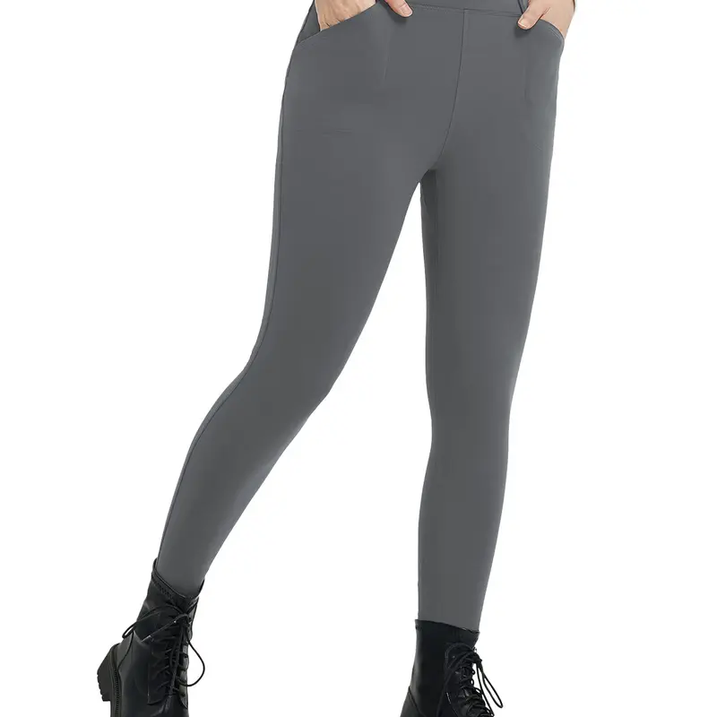 Baleaf Women's 25" Plush Fabric Seamless Fleece-Lined Leggings - 4 Pockets, Warmer Insulated Thermal Pants for Petite Workout, Cold Winter Outdoor Use