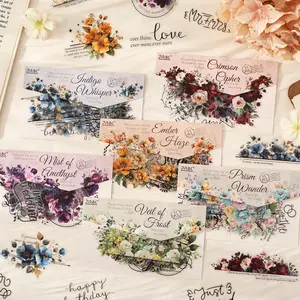 Floral Theme Self Adhesive Stickers Pack, 90 Sheets/bag (6 Styles X 15 Sheets), Perfect for Journaling & Water Bottle Decorations