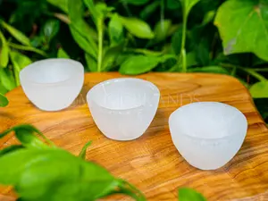 Selenite Charging Bowl, Medium 3" Offering Bowl - Choose How Many (Selenite Crystal Cleaning Bowl, Carved Charging & Purification Bowl)