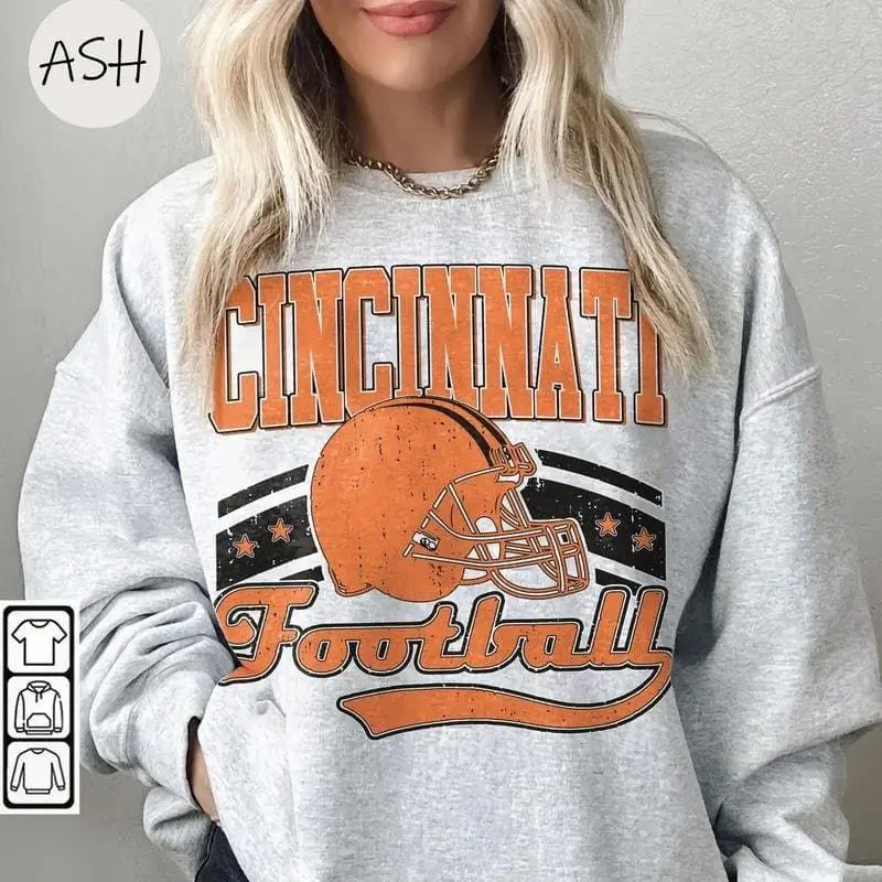 Cincinnati Football Vintage Crewneck Sweatshirt TShirt, Game Day Pullover, 90s Cincinnati Football Game Day Apparel, #BBengalll merch, Fan Gift