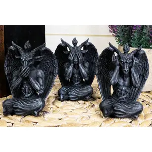 Goat of Mendes See Hear Speak No Evil Devil Baphomet Gargoyle Set of 3 Figurines