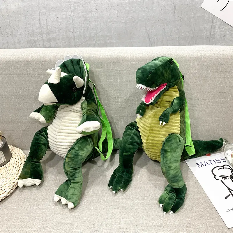 3D Dinosaur Plush Kids Backpack, Colorful Tie Dye Cartoon Animal Print with a Small Pouch, Ideal for School & Holiday Gifts, Backpacks For School, Handy Pouch, Fun Dinosaur Plush, Toddler Gear, Birthday, Corduroy, Lightweight, Children