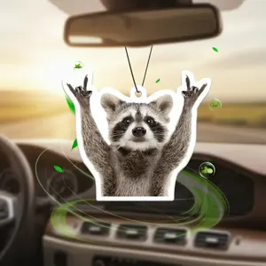 Cute Raccoon Design Air Freshener Car Perfume, Rear-view Mirror Hanging Aromatherapy Tablet, Accessories, Decoration, Room Decor, Car Smell Products, Car Scents, Car Interior Diffusers, Car Accessory
