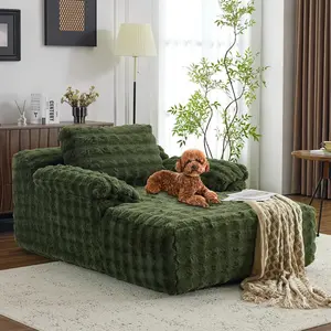 summervibes Karlhome Chaise Lounge Chair, Boneless Couch Oversized Reading Chair Upholstered Bubble Fleece Cloud Couch Sofa Recliner Bed Comfy Sleeper Couches for Living Room, Movie Room, Bedroom