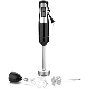 Immersion Blender Handheld,  Hand Blender with 4-point thickened SS , Milk Frother, Egg Whisk for Coffee Milk , Puree  , Smoothies, Sauces and Soups - Black