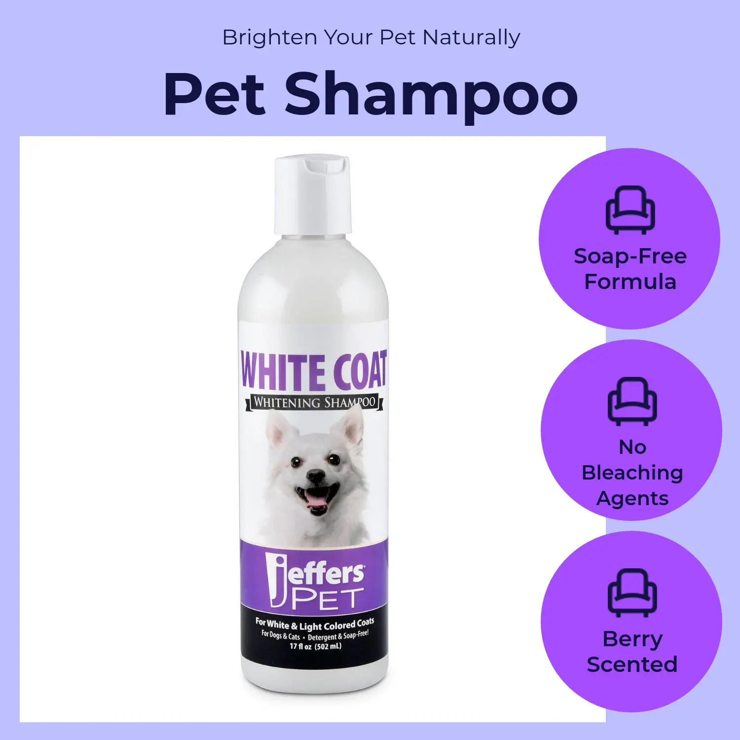 Jeffers Pet White Coat Whitening Dog & Cat Shampoo Grooming Products MADE IN THE US