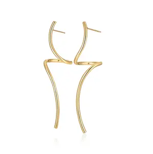 Aprilery Spiral Threader Earrings Twisted Curved Pull Through Earrings for Women Dangle