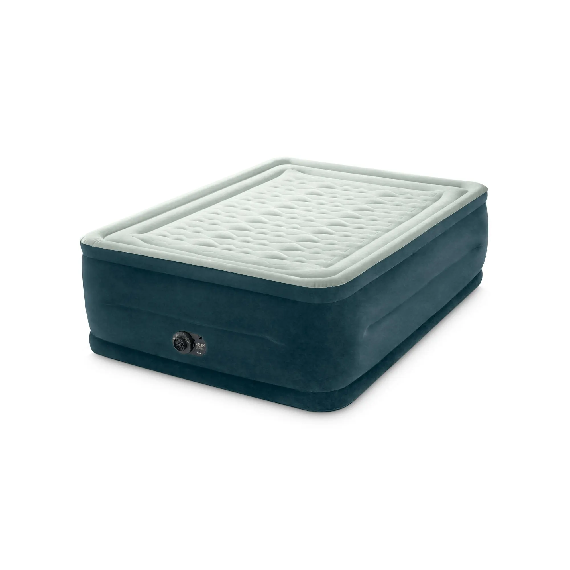 Intex Dream Lux 24" Full Dura-Beam Airbed Mattress, Premium Pillow Top Heavy Duty Inflatable Bed with Built-in Electric Pump for Travel, Camping, Guest Room