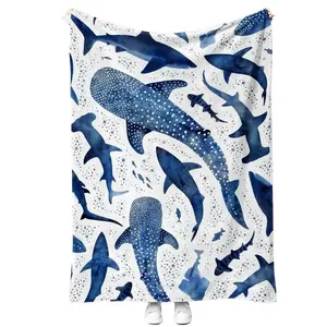 Shark Pattern Blanket, Animal Blankets, Soft Warm Home Office Travel Throw, Lightweight Air Conditioning Nap Blanket, Cozy and Comfortable