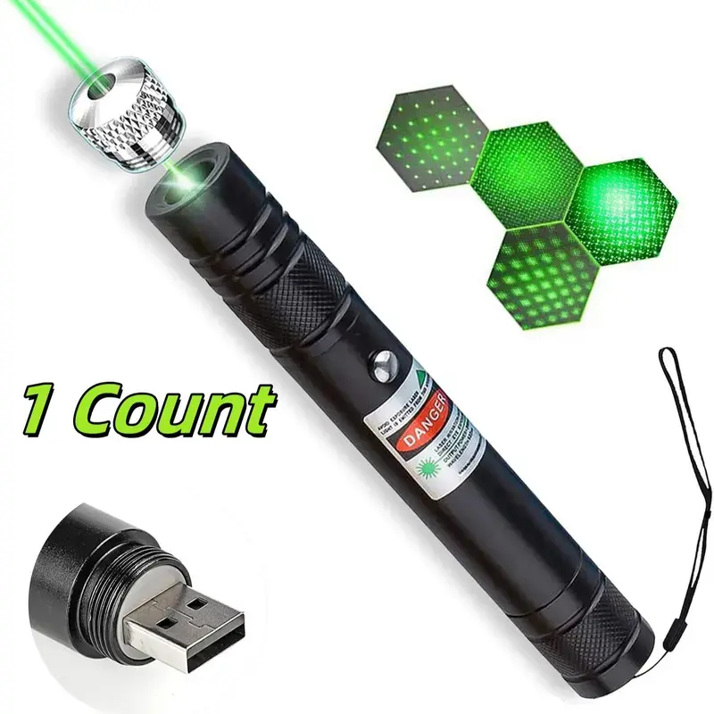 USB Rechargeable Dog & Cat Toy - Low-Power Safe LED Pointer, Interactive Wall Starlight Proj, Solid Aluminum Alloy Body, Indoor/Outdoor Play, Simple Lid-Off Charging, Universal Cap Included