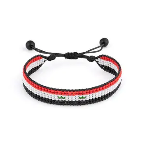 Syria Flag Bracelet: Arabian Elegance, Handcrafted Adjustable Unisex Boho Style Jewerly