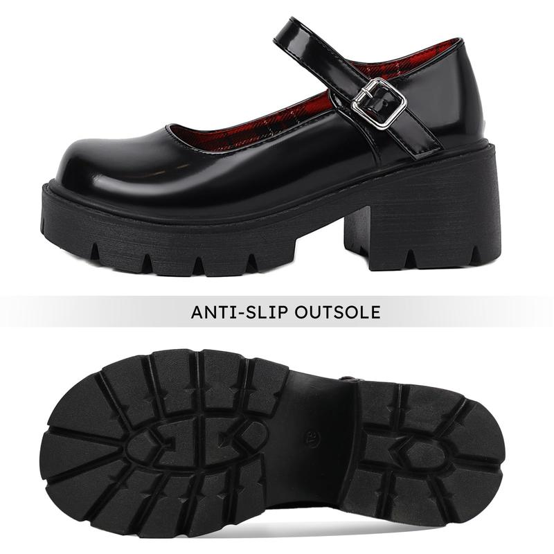 Mary Janes Shoes PlatformDress Low Heel Chunky Pumps Round Toe AnkleStrap Pumps Shoes '90s retro Oxfords