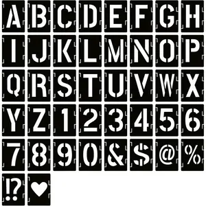 4 Inch Letter Stencils Symbol Numbers Craft Stencils, 42 count  Alphabet Templates Interlocking Stencil Kit for Painting on , Wall, Fabric, Rock, Sign, DIY Art Projects
