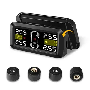 Srnubi Tire Pressure Monitoring System, Wireless Solar TPMS Tire Pressure Monitor with 4 External Sensors, Real-time Display for Car RV SUV MPV, Car Parts
