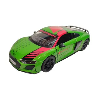 KINSMART 1:36 Scale 2022 Audi R8 Livery Edition Green Diecast Model Car with Pull Back Action Openable Doors Officially Licensed 5 Inches Long