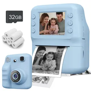 Kids Camera Instant Print, 1080P Instant Camera for Kids, Portable Camera, 32GB Card & 5 Rolls Photo Paper, Perfect Gift for Boys, New Year, Halloween, Christmas