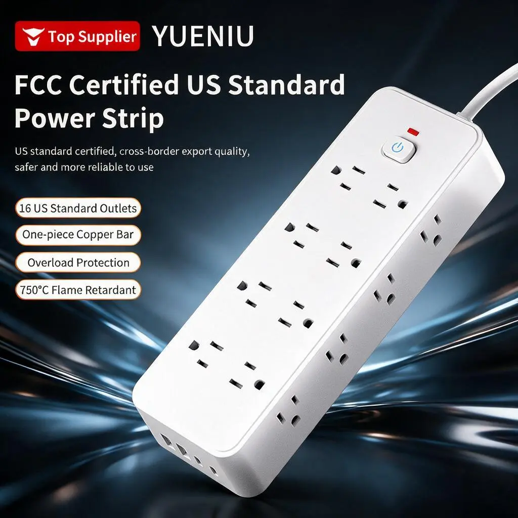 6.5ft Power Strip with [N] Outlets, Extension Cord with Flat Plug & USB Ports, Wall Mountable Surge Protector Socket