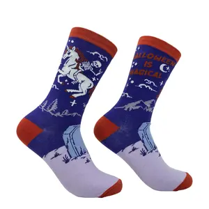 Women's Halloween Is Magical Socks Funny Sarcastic Creepy Unicorn Graphic Footwear Funny Graphic Socks Comfortable Fitted Spandex Cotton