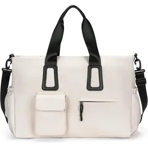 Travel Duffel Bag for Men & Women,  Overnight Weekender Gym Tote Carry  Luggage with Wet Pocket (Beige)