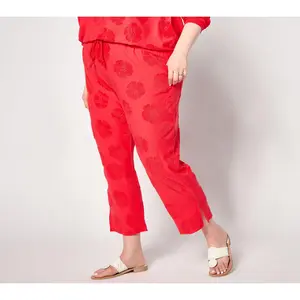 QVC Women's Regular-Fit Jacquard French Terry Cropped Pants