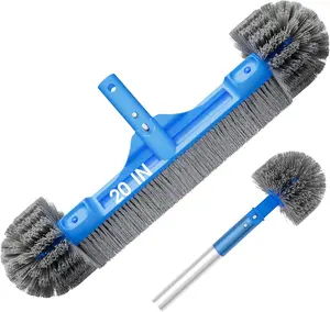 Pool Brush for Cleaning Pool Walls, 20'' Light Duty Pool Brush Head Detachable Side Brush Nylon Bristles Pool Scrubber for Above Ground & Inground Pools, Safe for Vinyl Liner