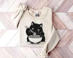 Cat Shirt Noodle Cat Sweatshirt/T-shirt/Hoodie, Ramen, Cat Tee, Mom Gift