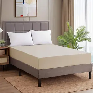 Fitted Sheet -1500 Supreme Fitted Elastic Sheet with Reinforced Corner Elastic Straps - Wrinkle Resistant Soft - Twin, Beige