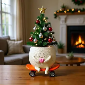 Funny Smiley Face Head Planter Pots with Drainage Hole, Cute Resin Skateboard/Skate-Shaped Succulent Pot, Novelty Indoor Outdoor Flower Planters, Unique Gift for Mother, Plant Lover & Christmas Birthday, Home Decor Pots