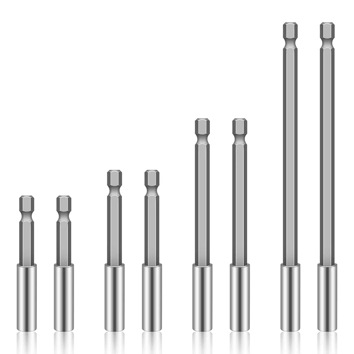8 count Drill Bit Extension, 1/4" Hex Shank  Drill Extension Bit Holders, S2 Steel Impact Drill Bit Extender (2 Inch,3 Inch, 4 Inch, 6 Inch) for DIY, Automotive; Repair Work